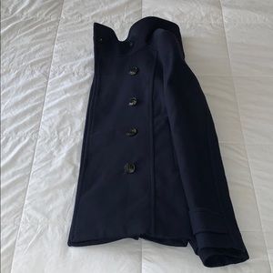 H&M Navy Blue Wool Blend Coat